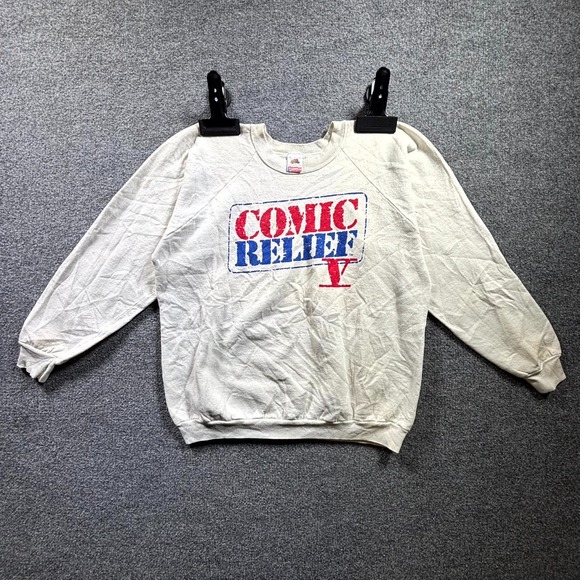 Fruit of the Loom Other - Vintage Fruit Of The Loom Comic Relief V Sweatshirt Men's XL White Graphic Print